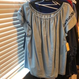 Light wash denim top